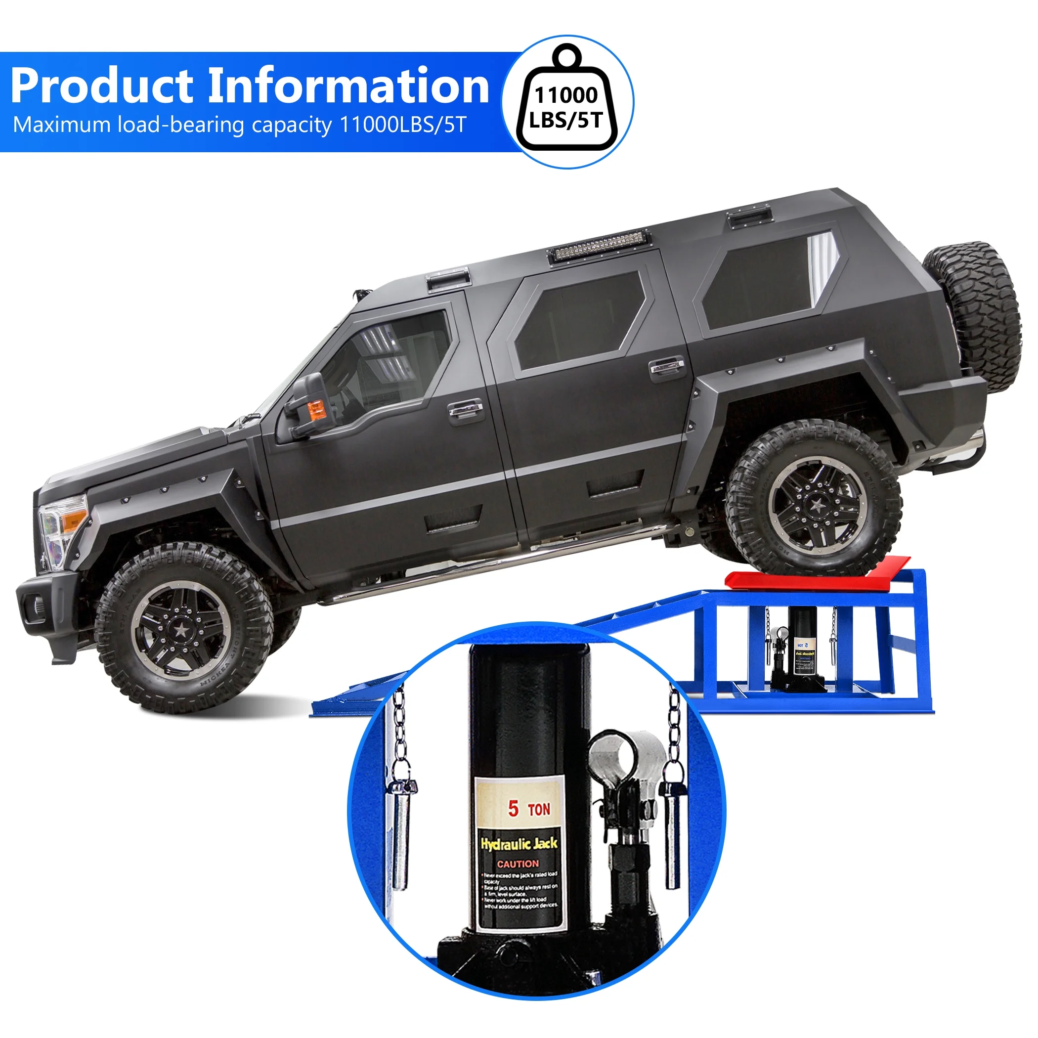 Lafati 2-Pack Hydraulic Car Ramps: Heavy-Duty Vehicle Ramps with 5T / 10000lbs Jack Load Capacity, Portable Design for Effortless Oil Changes and Car Lifts