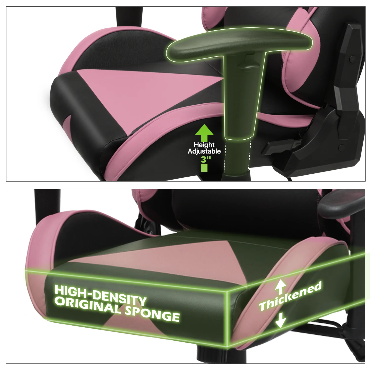 Magshion Ergonomic Gaming Chair, Comfortable Gaming Chair, Computer Chair Leather Desk Chair Adjustable Swivel Gaming Office Chair, Blue