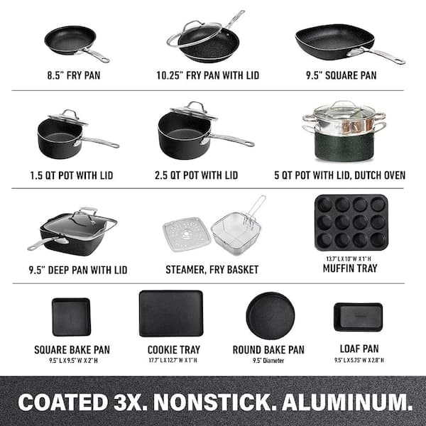 20-Piece Aluminum Ultra-Durable Non-Stick Diamond Infused Cookware and Bakeware Set