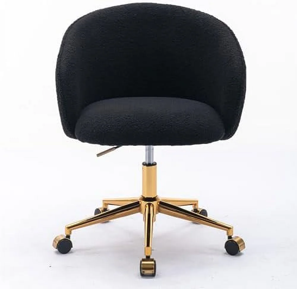 Modern Faux Fur Home Office Chair Height Adjustable, White Desk Chair Vanity Chair for Makeup Room, Rolling Desk Chairs with Wheels, Swivel Furry Cute Desk Chair for Teen Girls Women