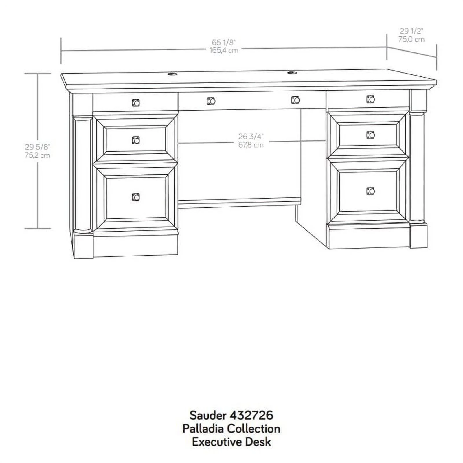 Sauder Palladia Executive Home Office Desk, Glacier Oak Finish