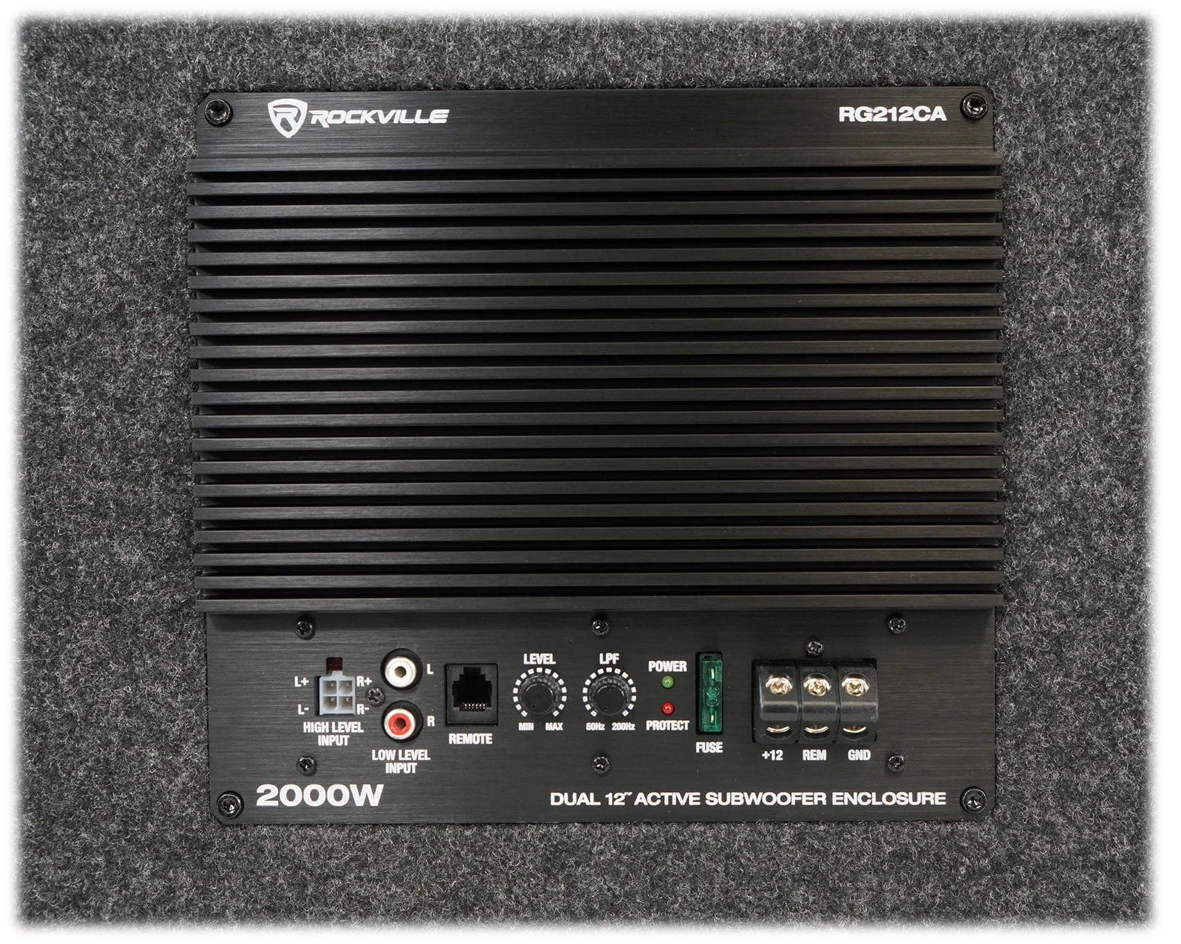 Rockville RG212CA 2000w Dual 12 inches Vented Powered Car Subwoofer Enclosure+Amp Kit