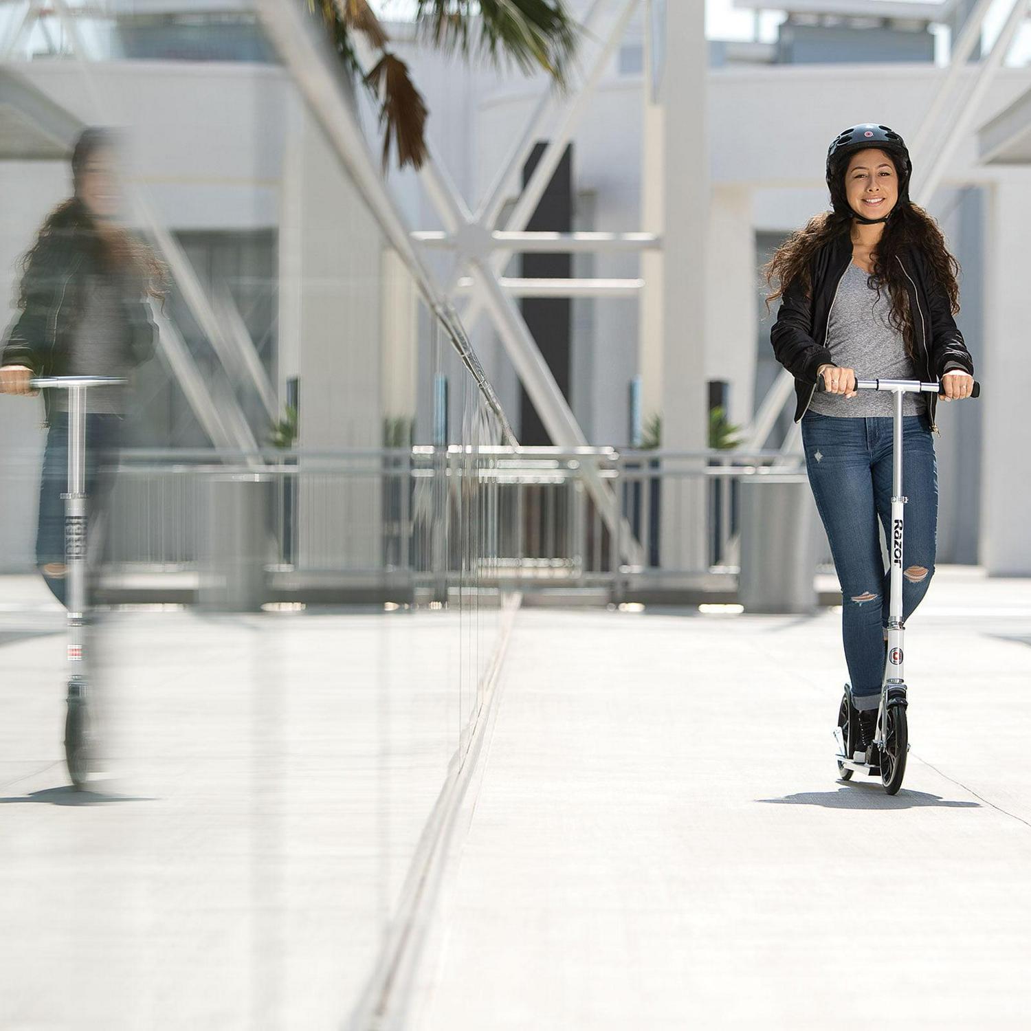 Razor A6 Folding Kick Scooter - 10″ Large Wheels. Aluminum Frame. for Teen & Adult up to 220 lb