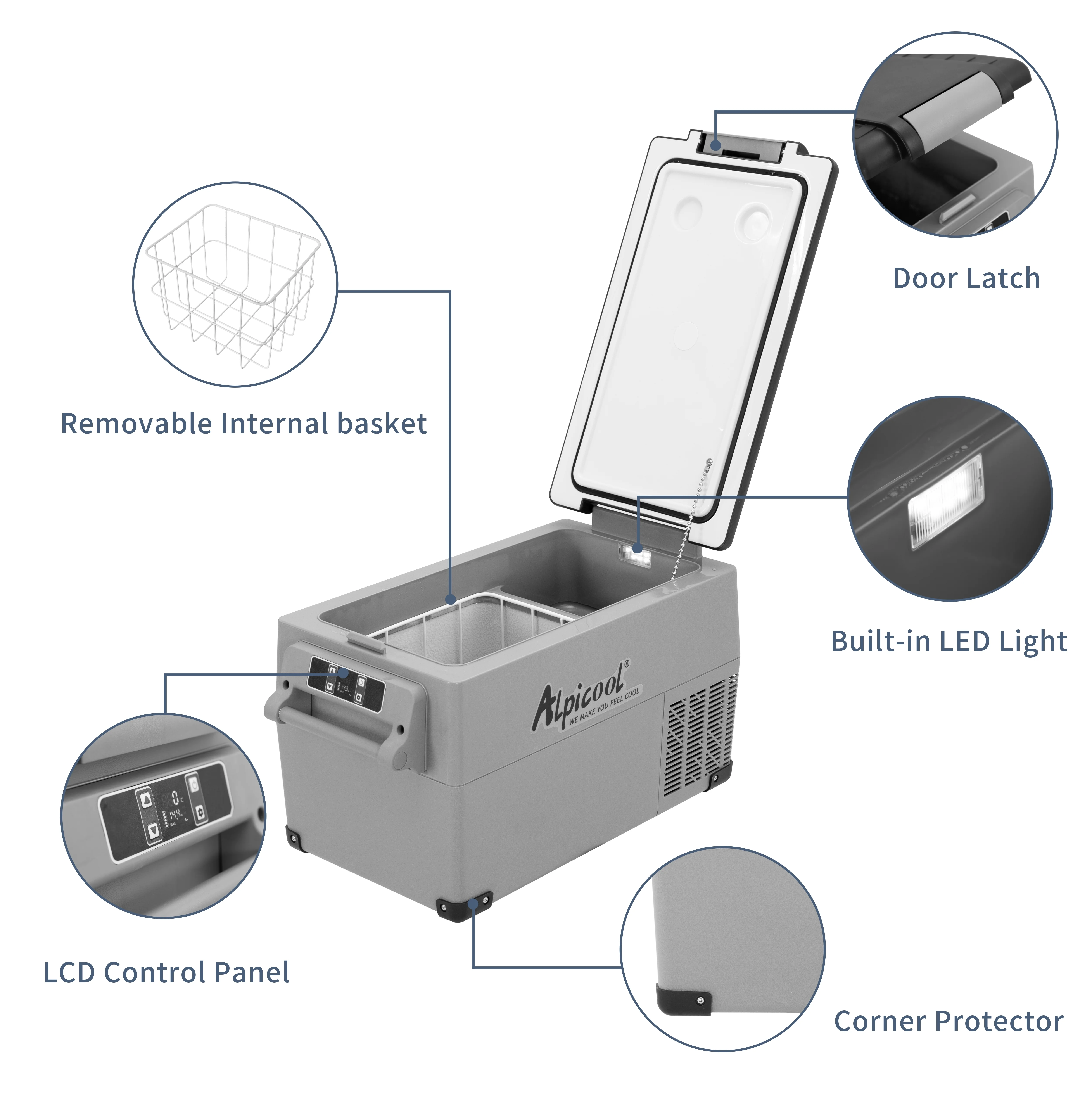 Alpicool CF55 Portable Refrigerator 12 Volt Car Freezer 58 Quart(55 Liter) Vehicle, Car, Truck, RV, Boat, Mini fridge freezer for Driving, Travel, Fishing, Outdoor -4��F to 68��F