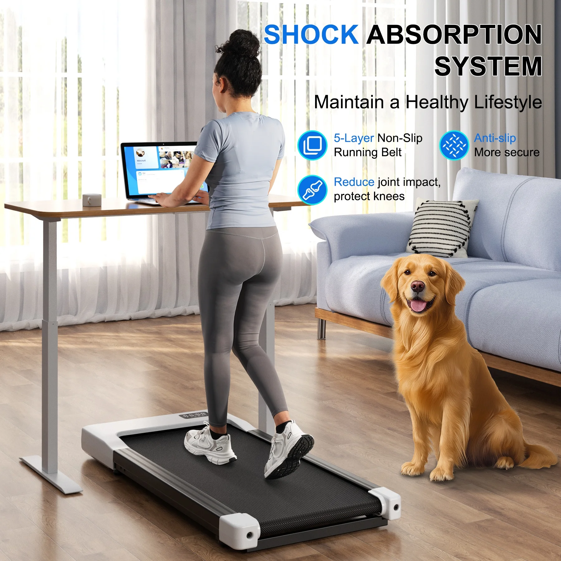 Walking Pad Treadmill with Remote Control,Under Desk Treadmill for Home&Office, 250 lbs Weight Capacity