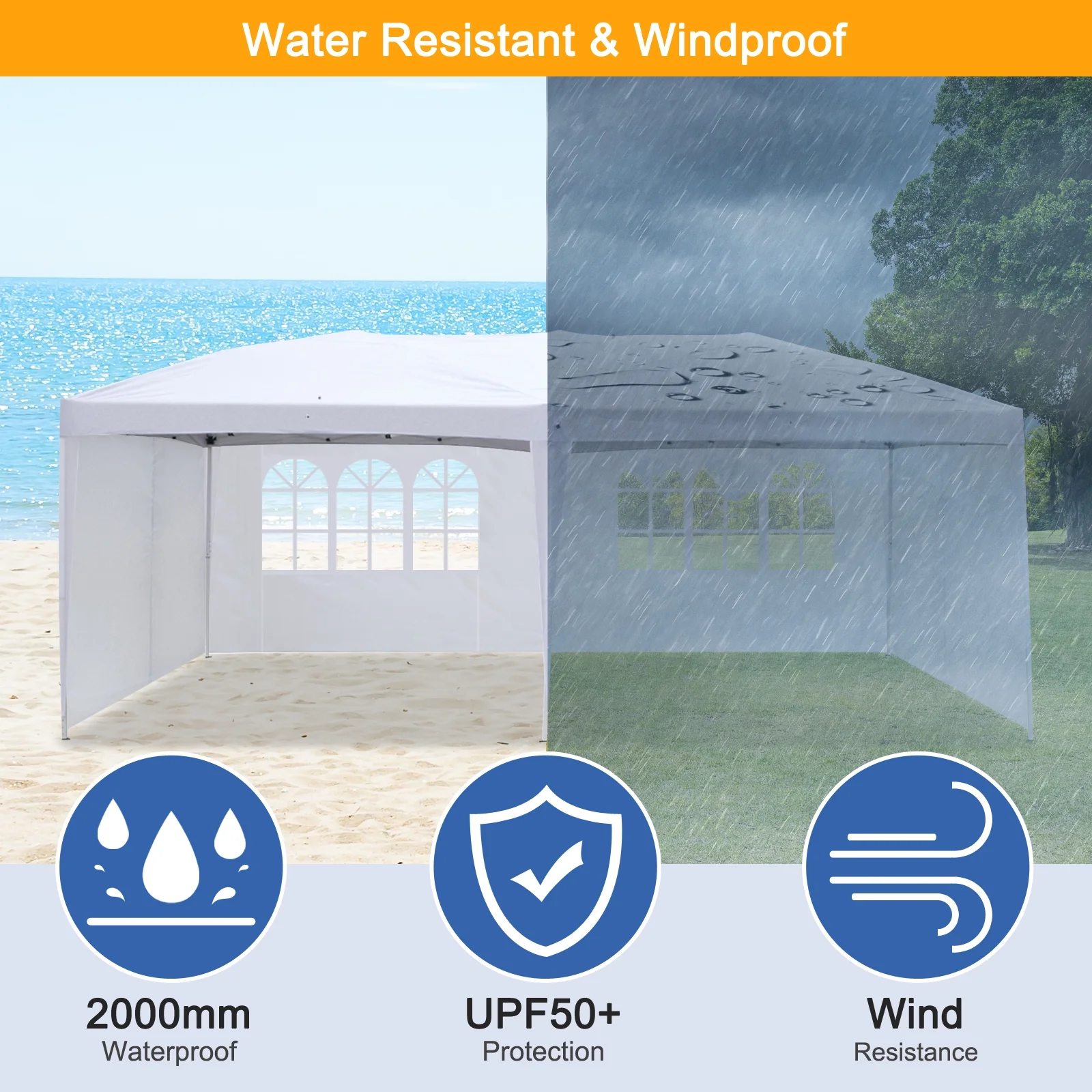 Zimtown 10'x20' Ez Pop up Backyard Canopy Heavy Duty Blue W/6 Sides