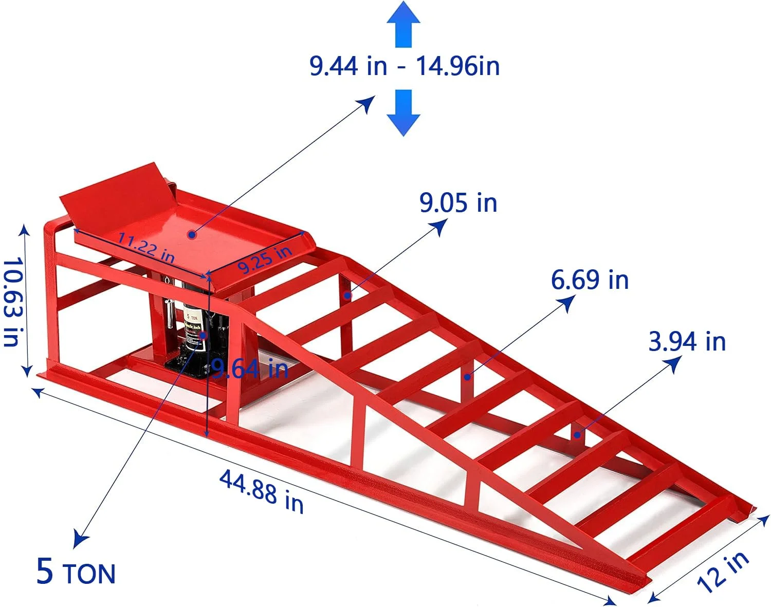 Lafati 2-Pack Hydraulic Car Ramps: Heavy-Duty Vehicle Ramps with 5T / 10000lbs Jack Load Capacity, Portable Design for Effortless Oil Changes and Car Lifts