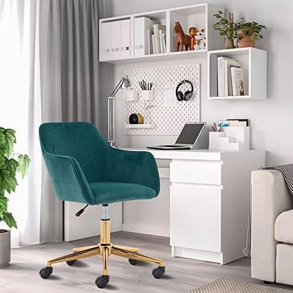 Modern Faux Fur Home Office Chair Height Adjustable, White Desk Chair Vanity Chair for Makeup Room, Rolling Desk Chairs with Wheels, Swivel Furry Cute Desk Chair for Teen Girls Women