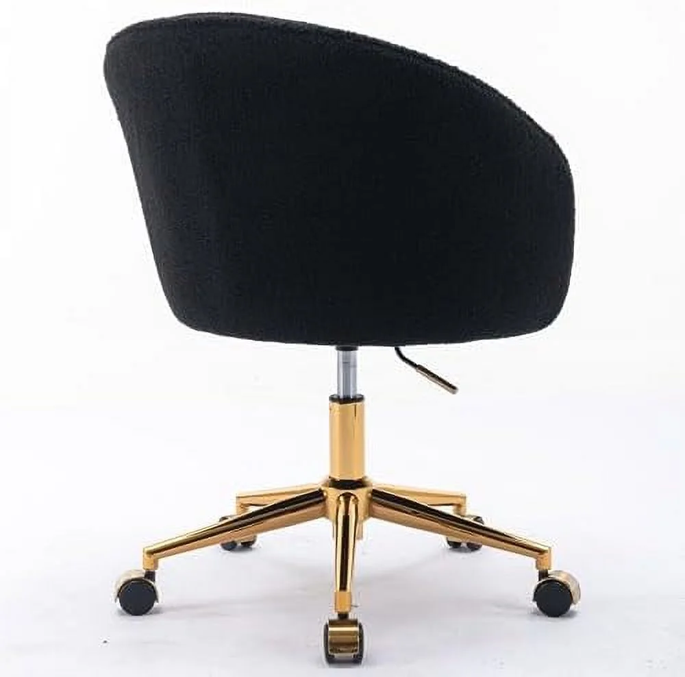 Modern Faux Fur Home Office Chair Height Adjustable, White Desk Chair Vanity Chair for Makeup Room, Rolling Desk Chairs with Wheels, Swivel Furry Cute Desk Chair for Teen Girls Women