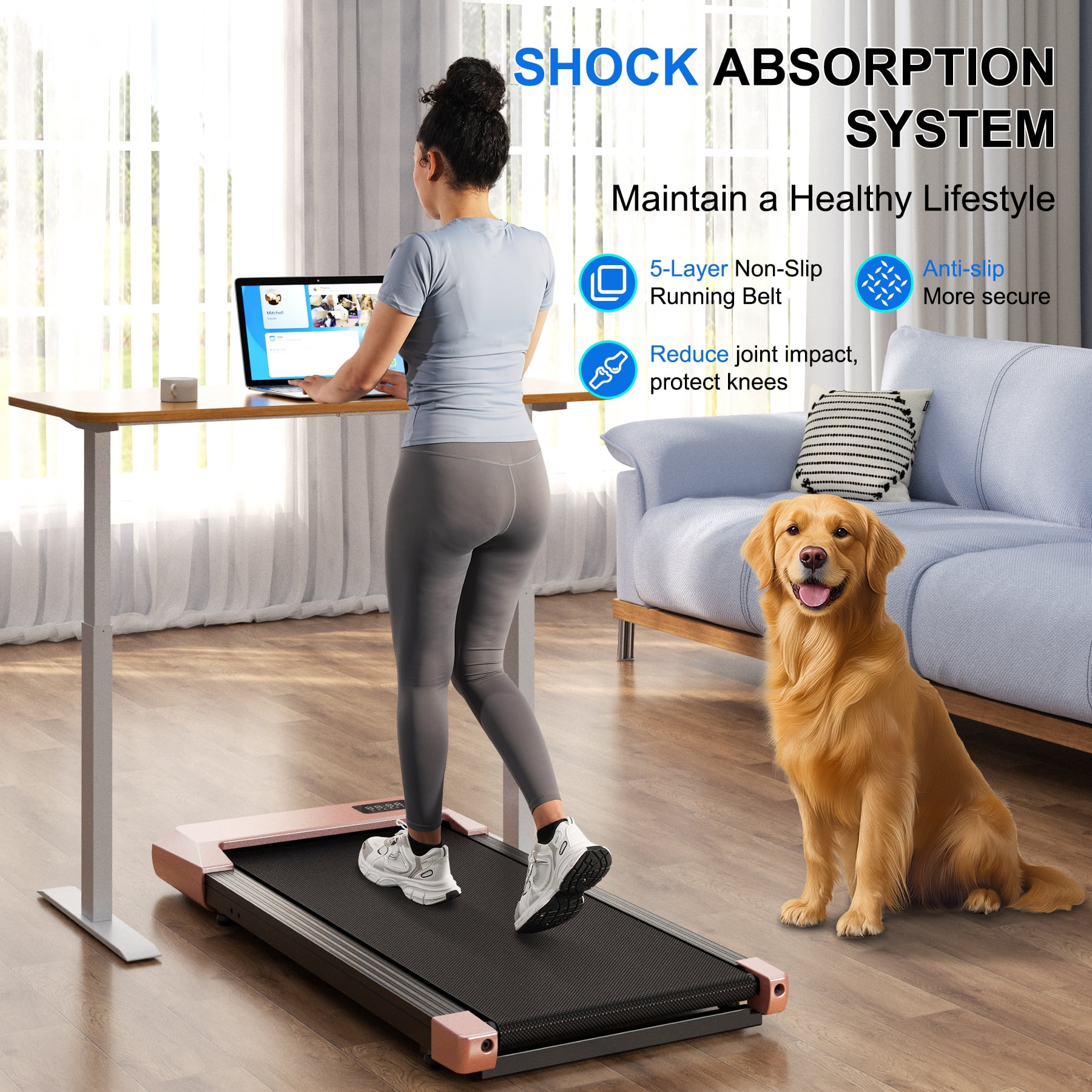 Walking Pad Treadmill with Remote Control,Under Desk Treadmill for Home&Office, 250 lbs Weight Capacity