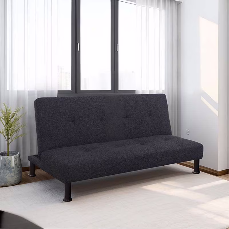 Couches for Living Room Upholstered Convertible Folding Futon Sofa Bed Modern Small Faux Leather Sleeper Sofa Love Seat for Bedroom, Apartment, Black