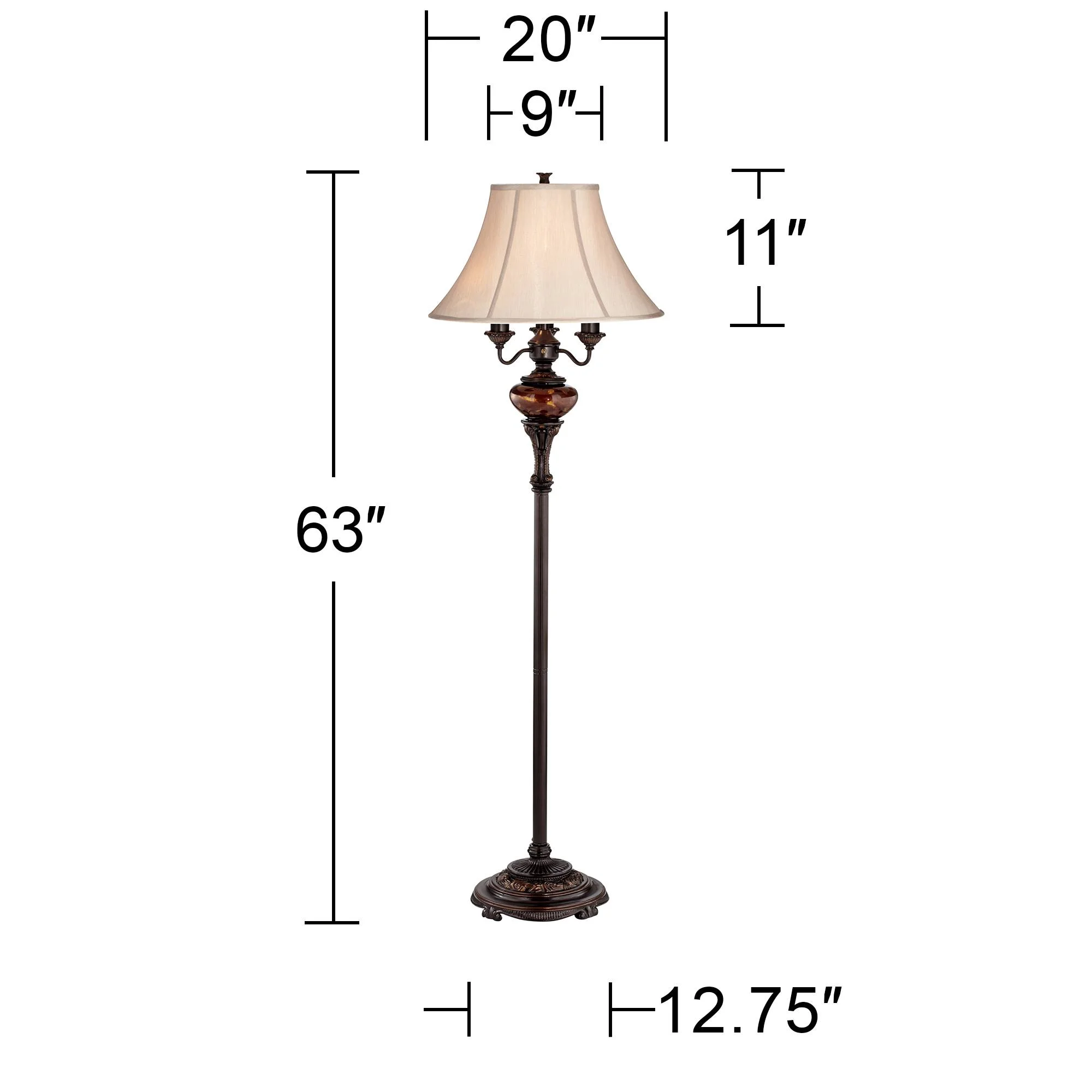 Barnes and Ivy Traditional Floor Lamp 4-Light 63