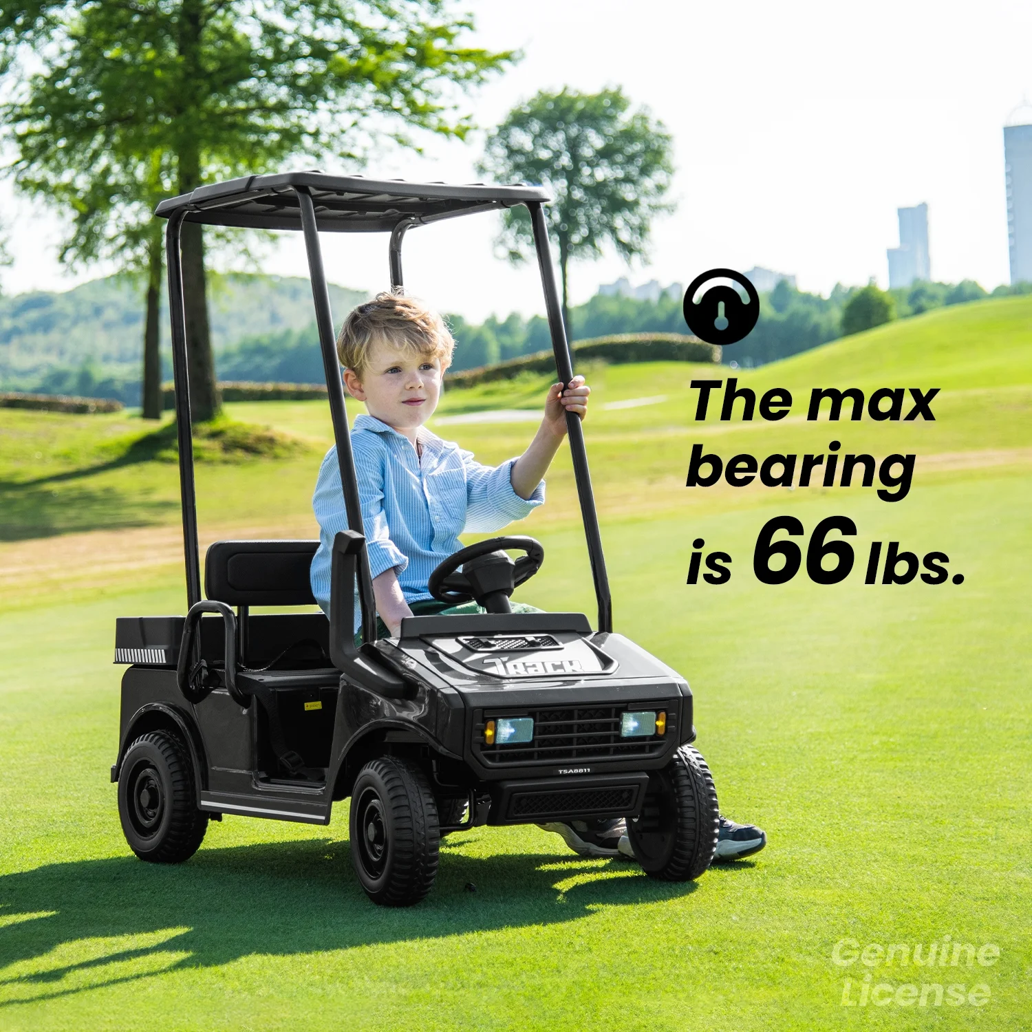 Track Seven 24V Ride on Car, Electric Golf Cart with Ceiling, Ride on Truck with Remote Control, Music, Rear Storage Box, Electric Car for Boys Girls Age 3+, 18.5