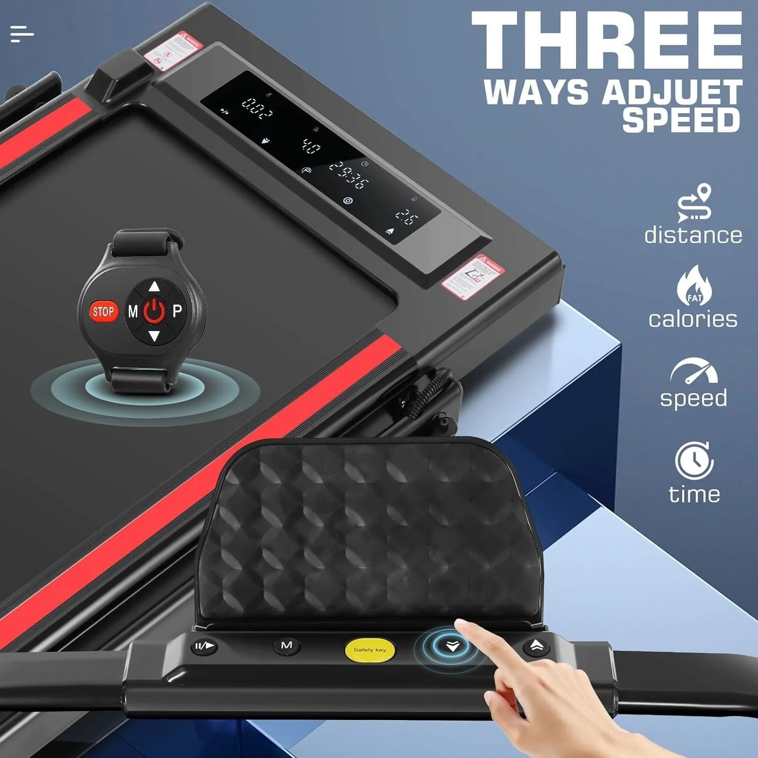 2 in 1 Folding Walking pad Treadmill, Jogging Running Under Desk Treadmill with Remote Control,Portable-Slim-Compact Treadmill for Home&Office（Black）