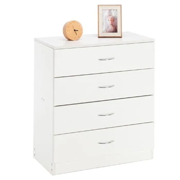 SESSLIFE Dresser for Bedroom, Wood 4 Drawer Dresser Storage Drawer, White Living Room Hallway Closets Drawer Chest, TE3079