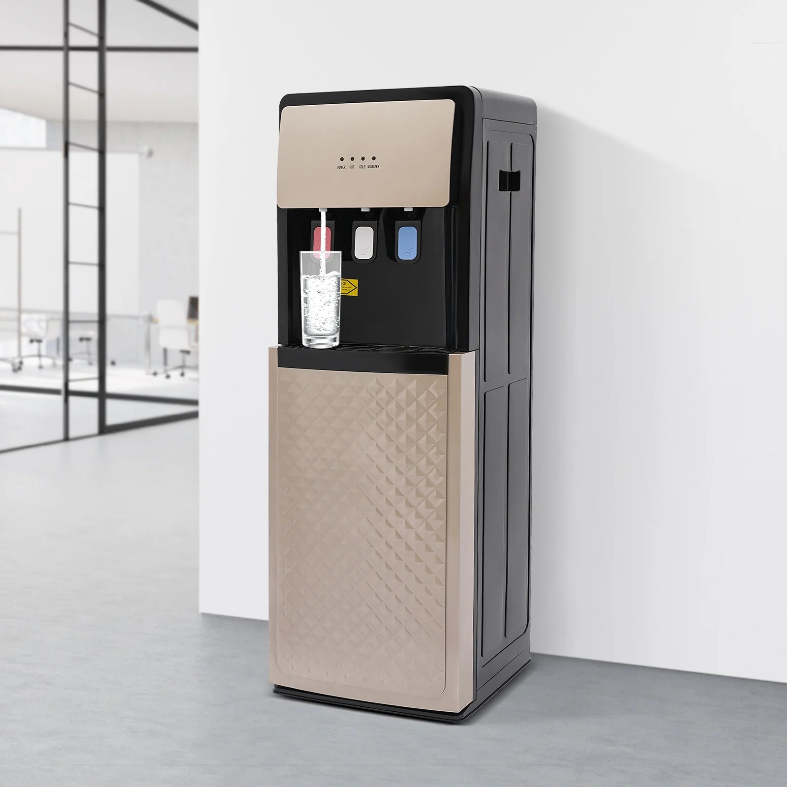 Champaign Gold 5 Gallon Water Dispenser, Bottom Loading Bottom Loading Hot Cold Water Cooler with 3 Temperature Settings, Ideal for Office, Home, Living Room