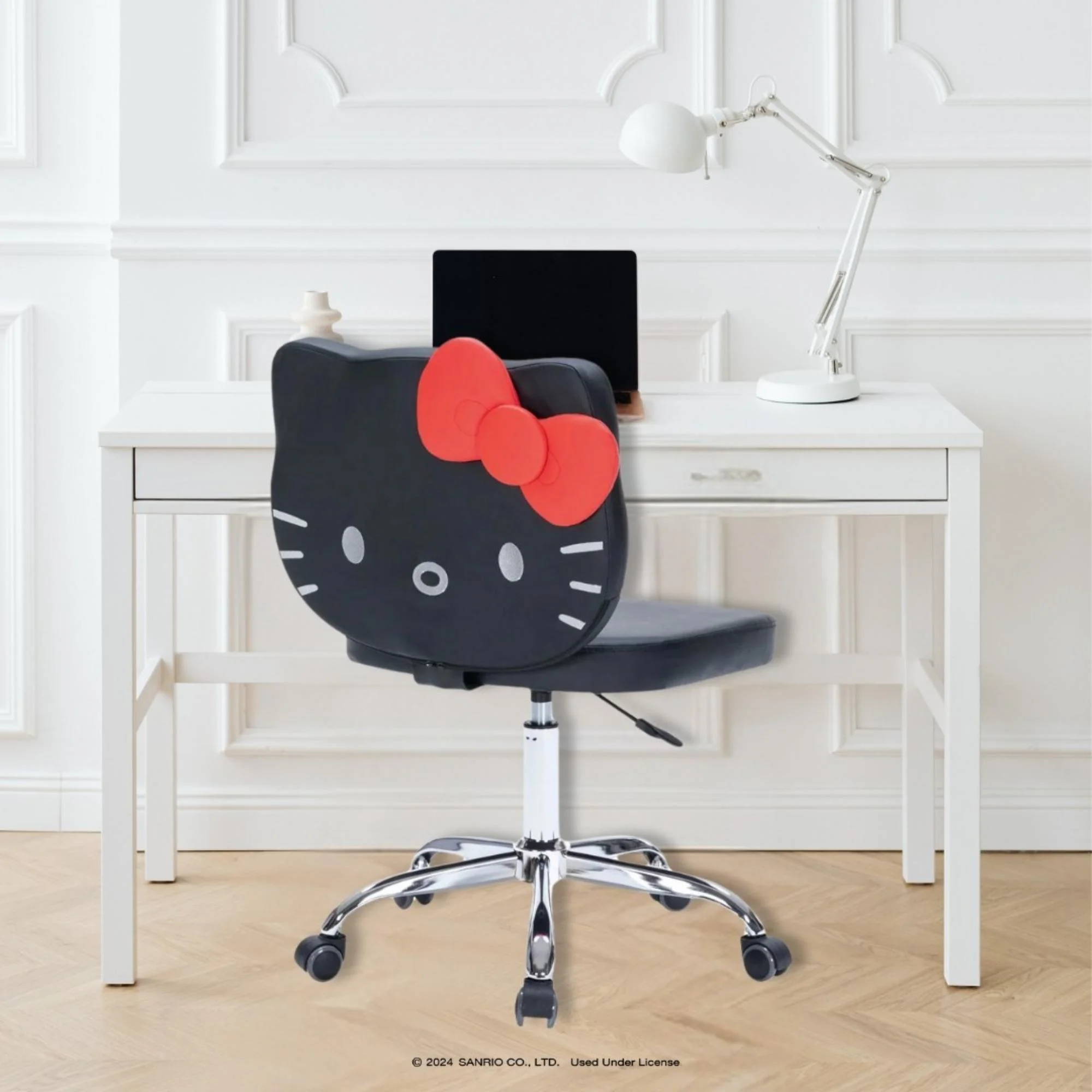 Impressions Vanity Hello Kitty Teddy Swivel Vanity Chair, Desk Chair with Adjustable Height (White)