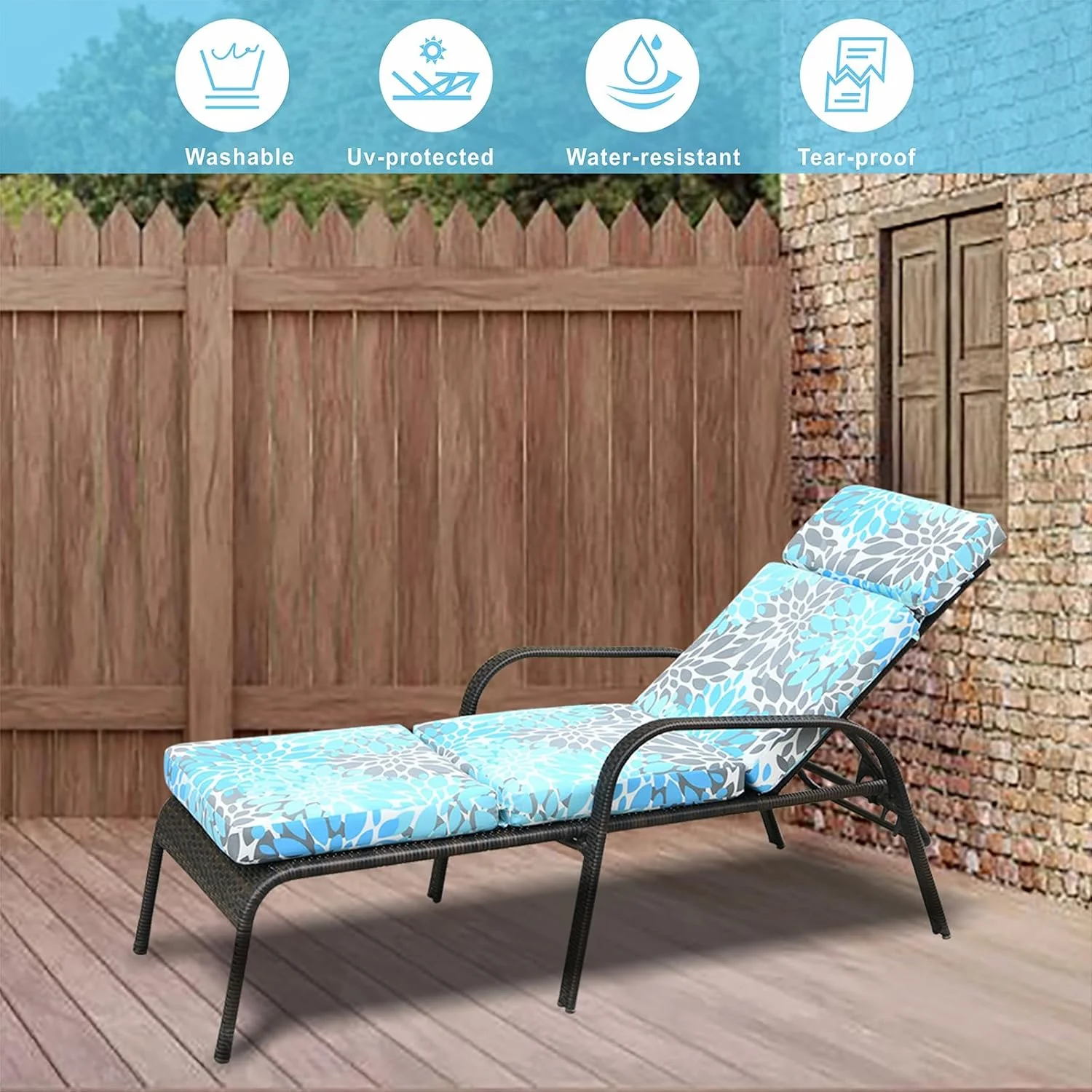 **outdoor chaise lounge cushion 73 inch, tri-folding patio chaise lounge chair cushions waterproof foldable thick lounge cushions outdoor furniture easy receive poolside garden